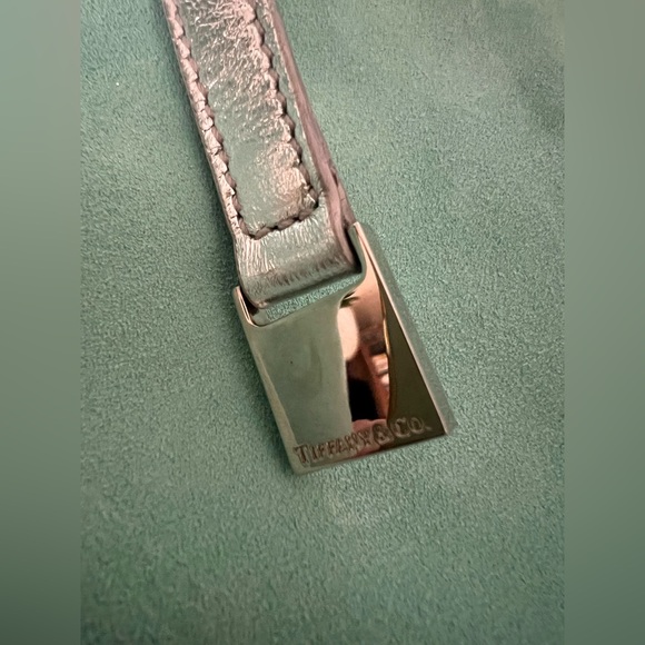 TIFFANY & CO. Reversible Metallic Silver Leather & Blue Suede Tote with Pouch - Picture 9 of 15